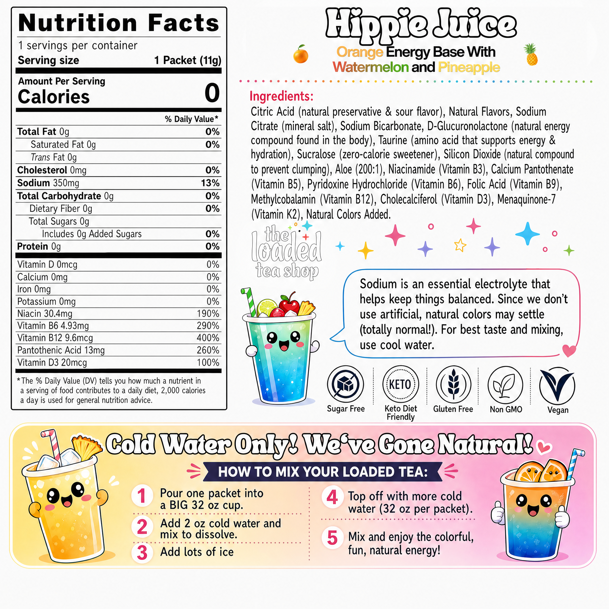 Hippie Juice (Caffeine-Free) - Flavor in Your Bottle