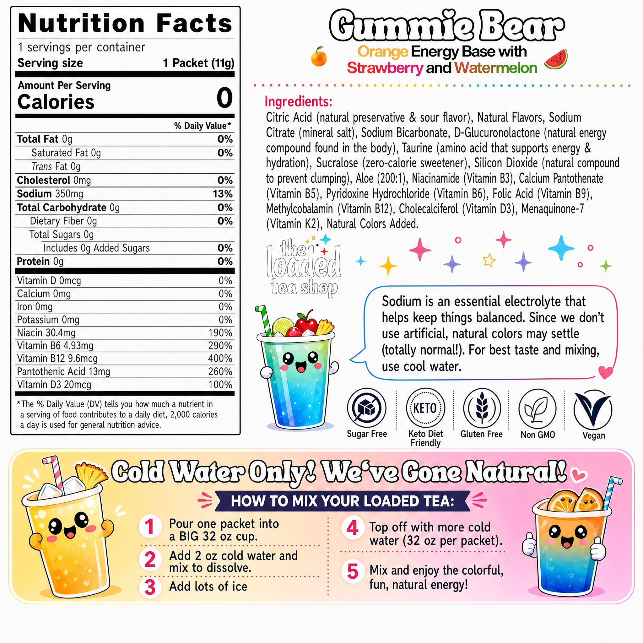 400 Case Gummie Bear (Caffeine-Free) - Fruity Tea Favorite